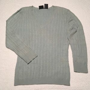 Vintage Mossino 3/4 Sleeve Cable V-Neck Sweater-M